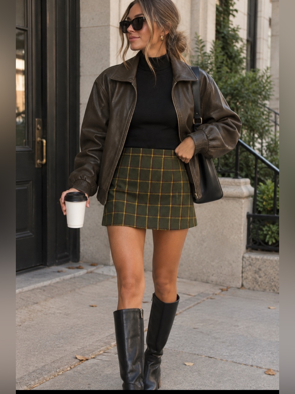 Forever 21 Wool Blend Plaid Mini Skirt Size Large Preppy Academia